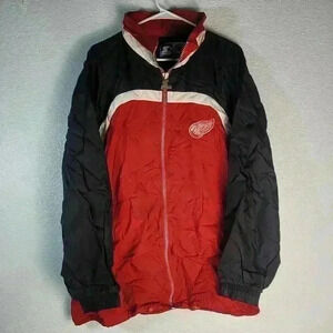 Detriot Red Wing Full Zip Windbreaker Red Jacket by Starter NHL Hockey Sz Lg